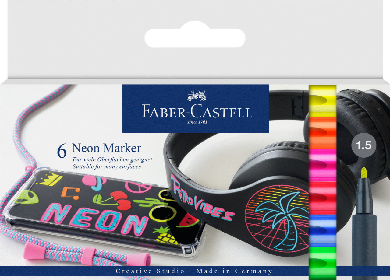 SET 6 BUC MARKER CREATIV NEON FABER-CASTELL SET 6 BUC MARKER CREATIV NEON FABER-CASTELL